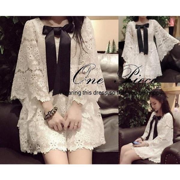 総レースワンピース Aラインワンピース フレアワンピース ミニワンピース ミニ丈ワンピース レディース 春 白