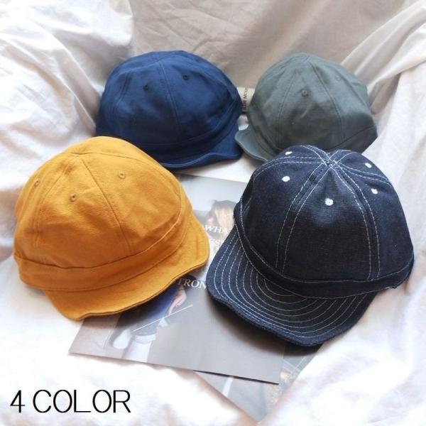 レディースキャップ キャップ ベースボールキャップ 帽子 無地 デニム風 シンプル 野球帽 レトロ つば短め