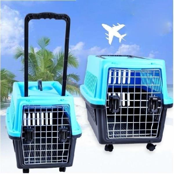 送料無料 キャリーケース ペット用 小型犬 中型犬 猫 飛行機 ケージ 激安特価品 ピンク 取っ手付 ペットキャリー キャスター付き エアトラベルキャリ ブルー