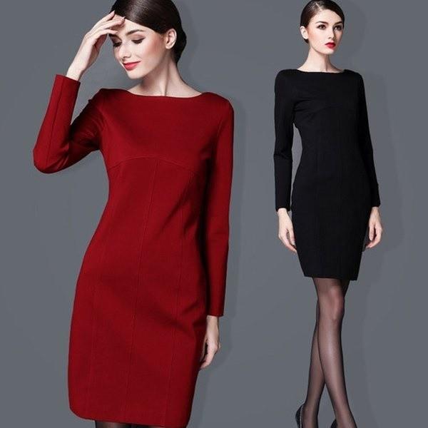 送料無料 ニットワンピース 厚 レディース ワンピース ショート 長袖 上品 買い物 着痩せ エレガント クルーネック タイト 春秋冬