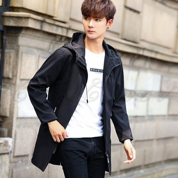 返品交換不可 送料無料18秋新作ミリタリージャケットモッズコート長袖メンズフード付きロングコートファッションスリム細身帽子付き春秋アウターおし