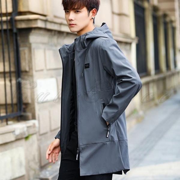 返品交換不可 送料無料18秋新作ミリタリージャケットモッズコート長袖メンズフード付きロングコートファッションスリム細身帽子付き春秋アウターおし