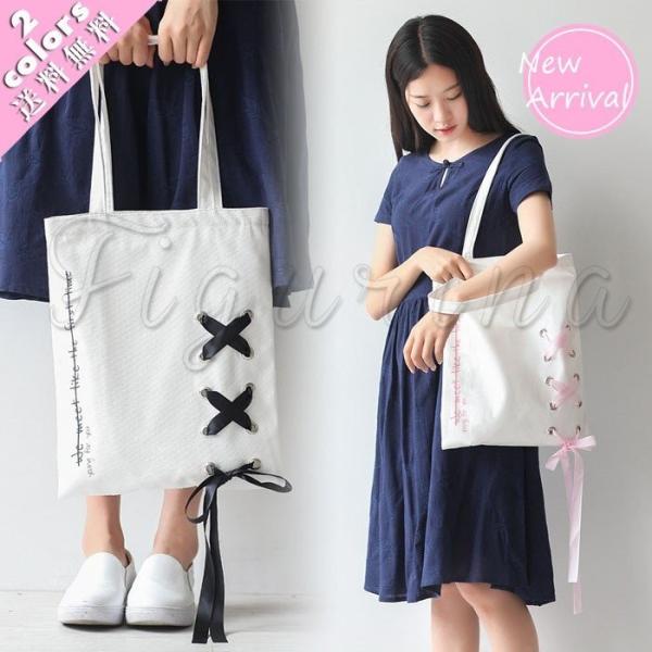 送料無料18夏新作肩掛けトートバッグレディース手提げ大容量キャンバス2waysa4可愛いリボンファッション大きめ鞄カバンカジ 倉