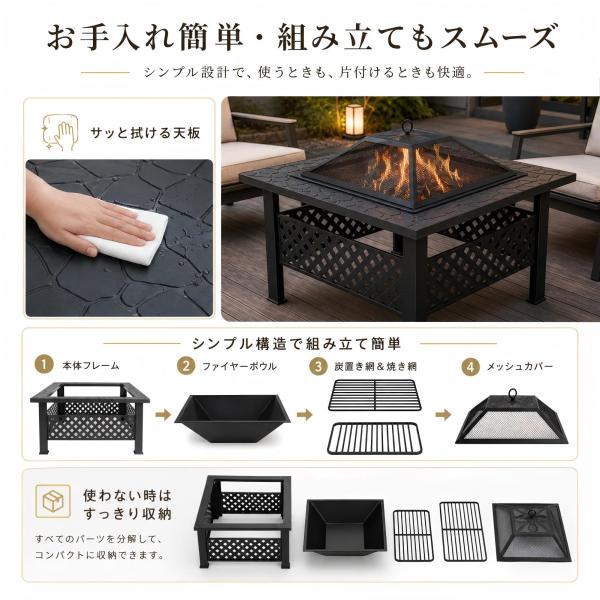 NiceTouch �t�@�C���[�s�b�g �����Α� BBQ�R���� �o�[�x�L���[�O���� �ē� �o�[�x�L���[ �e�[�u�� �����Α� �ƒ�p �� �͘F���� 1�䑽���y�n�C�^�C�v�z ���i�摜5
