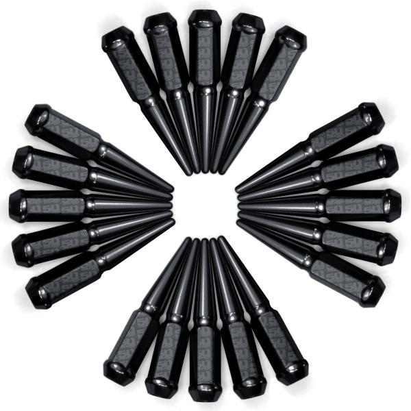 【並行輸入品】 Set of 20 Black Spiked Lug Nuts 1/2" 20 RH SAE Thread Pitch
