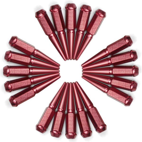 【並行輸入品】 Set of 20 Red Spiked Lug Nuts 12 x 1.5mm RH Thread Pitch Fit