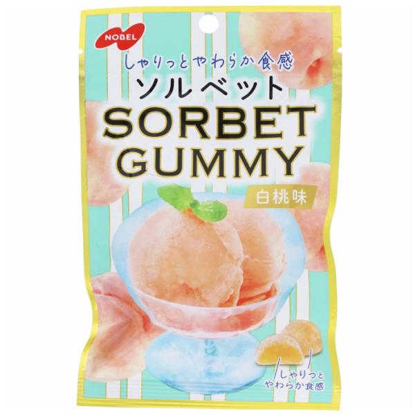 ＜ポスト投函でお届け＞ ソルベットグミ 白桃味 50g ノーベル製菓