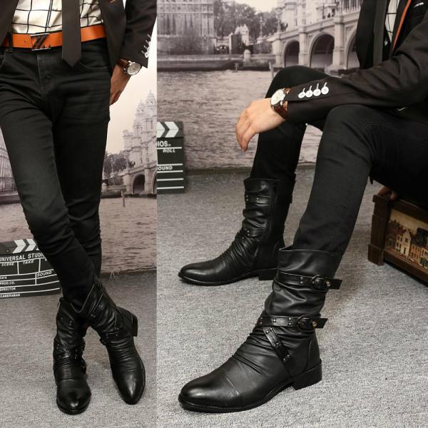 メンズ ブーツ サイドジップ サイドジッパー クロスベルト 黒 お兄系 革 バイクブーツ V系 ロック ビジュアル Buyee Buyee Japanese Proxy Service Buy From Japan Bot Online
