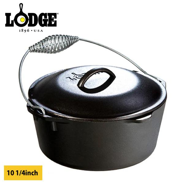 Lodge USA ダッチオーブン 10インチ　浅型　キャンプオーブン　足付 10 Inch / 5 Quart Deep Camp Dutch Oven,（キャンプオーヴン 10