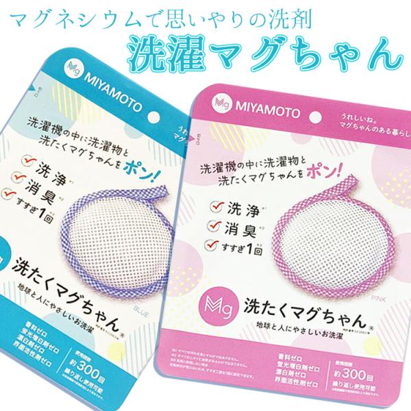洗たくマグちゃん選べる2個セット  洗濯補助 マグネシウム 洗剤いらず 節水 繰り返し使用 洗濯用品 エコ 弱アルカリ性 ランドリー ニット 消臭 ネコポス