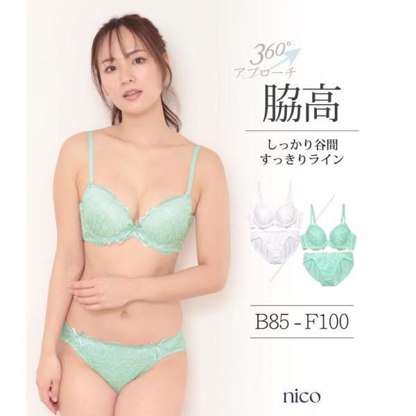 脇高 ブラジャー ＆ ショーツ セット 大きい サイズ 下着 女性