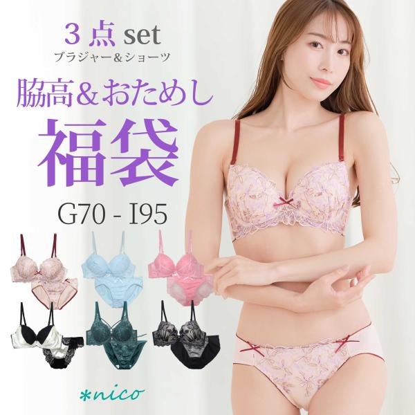 G70-I95 大きいサイズ ブラセット 3組入り 下着福袋 レディース 2026