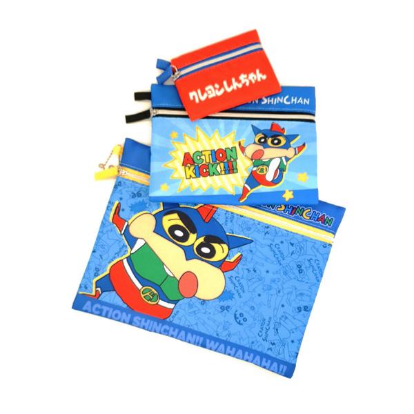 クレヨンしんちゃん 3連ポーチ ブルー アクションしんちゃん Crs 241 177 Nico Marche ニコマルシェ 通販 Yahoo ショッピング