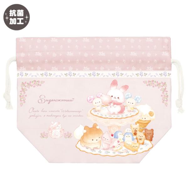 (C)san-xサンエックスの大人気キャラクター「シュガーココムー」のランチ巾着です☆大きいサイズのランチボックスに対応しています。お弁当箱、ランチクロス、お箸をセットで入れられちゃいます！コップ袋やお箸袋、小物入れ巾着としても♪プレゼント...