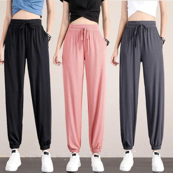 接触冷感 パンツ レディース アイスシルクパンツ 冷感パンツ ひんやり 夏 スウェットパンツ通気性 涼しい 薄手 ストレッチ イージーパン
