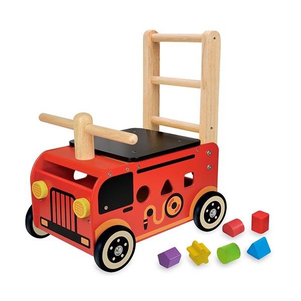 手押し車 赤ちゃん ウォーカー＆ライド 消防車 木製 1歳 2歳 3歳 知育玩具 木のおもちゃ 誕生日 プレゼント 男の子 女の子 子ども 一歳 1歳児 カタカタ