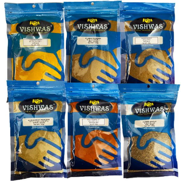 カレー スパイス セット 6種類C クミン（ホール/パウダー）・ターメリックパウダー・コリアンダーパウダー・ガラムマサラ・チリパウダー　各100gnideruでは出来るだけ賞味期限の長いものをお届けしたいので在庫を最小限にしております。他の...