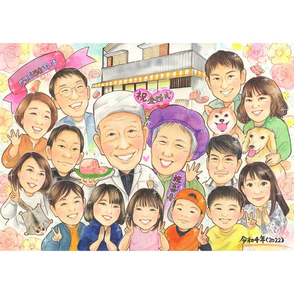 ・下描き満足保証・納期厳守・人気の似顔絵作家ずっと飾れる満足度の高い似顔絵をお届けします【ご利用の多いシーン】お祝い プレゼント 贈り物 ギフト 贈呈用 還暦 古希 喜寿 傘寿 米寿 卒寿 白寿 百寿 長寿 結婚記念日 金婚式 結婚50周年...