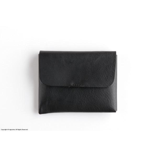 ブラックレザー財布 ウォレット / ブラック（コンパクトな革財布） [hoshi kana