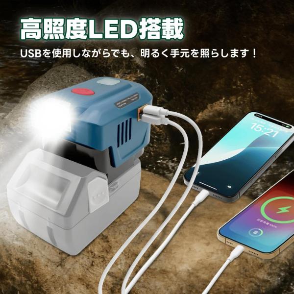 �n�C�R�[�L �݊� �C���o�[�^�[ �o�b�e���[ �Ή� HiKOKI ���� LED���C�g�t �h�� ��d �Ԓ��� �L�����v (HKINSHK01-BL) ���i�摜3