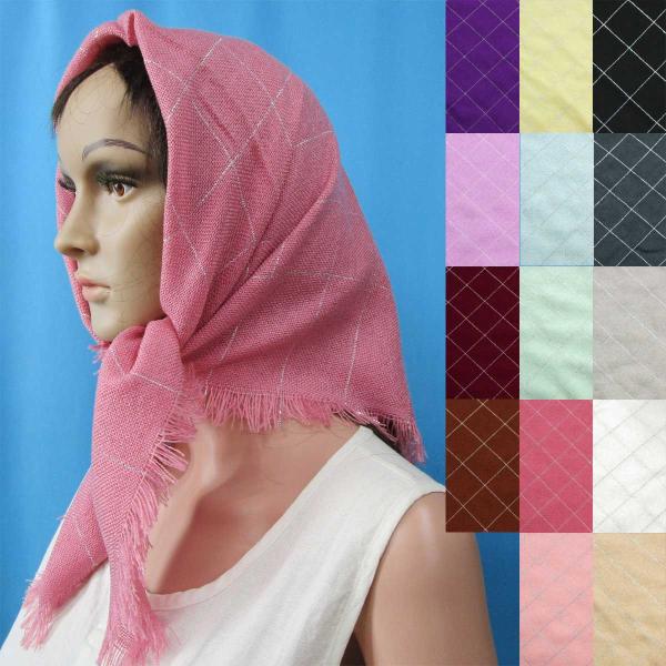 日本製 アクリル スカーフ ラメ格子（スクウェア） 7191-00001