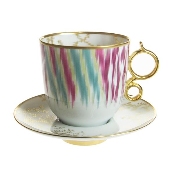 エルメス HERMES ヴォヤージュアンイカット ギルトハンデット カップソーサー 420ml