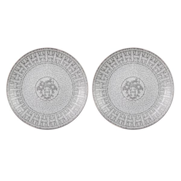 m*様 新品 2枚 HERMES エルメス〈モザイク24〉プラチナ シリアルプレ HERMES 並行輸入品 エルメス モザイク 24 プラチナ プレート 21cm ペア