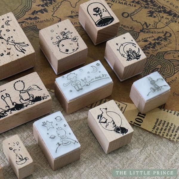 木製スタンプ クラフトケース入り【2箱セット】 [星の王子さま][草花]  レトロな紙箱 かわいい絵柄が揃ってます