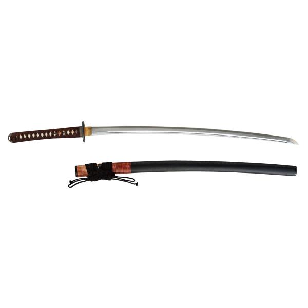 長さ 〜2.55尺  重さ 800g前後 鍔 肥後の図 フチ頭 唐草の図 目貫 九曜紋の図 鞘に巻かれた籐が高級感を演出。軽く女性や初心者に最適です。刀掛（居合刀が乗っている台）は別売です。刀掛売り場はこちら