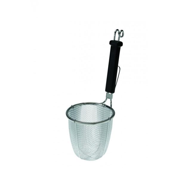 サイズ：Φ140×H150×220ｍｍ規格：丸底材質：本体/18-8ステンレス、ハンドル/66ナイロン（ガラス繊維入り）耐熱温度：200℃●食洗機対応、耐熱性・防カビ性に優れ、劣化しにくい樹脂ハンドルを採用●ハンドル部分がバットのグリップエ...