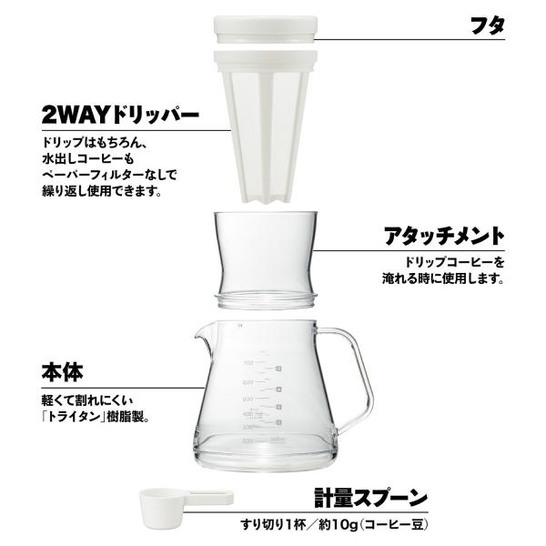 コーヒーサーバー　ストロン　500　2WAY　ドリッパーセット　ホワイト・ブラック　曙産業　TW-3758
