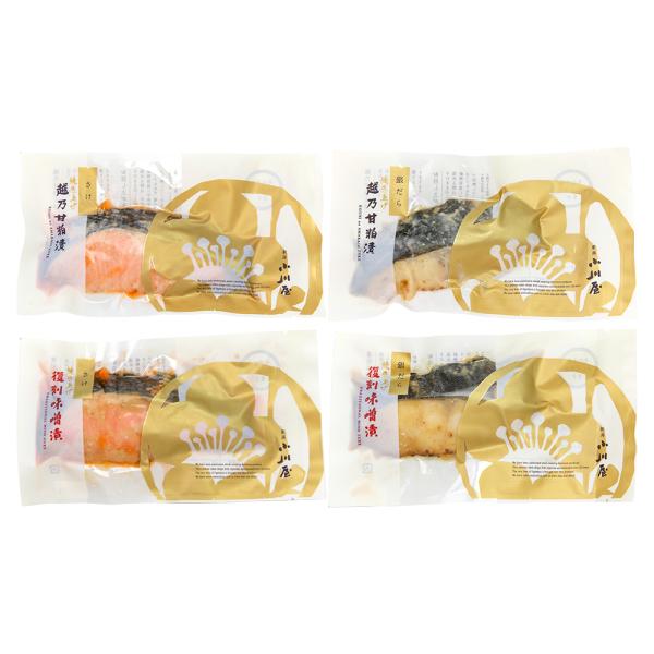 新潟小川屋の看板商品、銀鮭と銀だらの漬け魚を、職人が丁寧に焼き上げ、美味しさを袋に閉じ込めました。ご家庭ではレンジで1分温めるだけ！忙しい方や、一人暮らしの方への贈り物にも喜ばれています。新潟小川屋は、中心街の「古町」にて120年以上店を構...