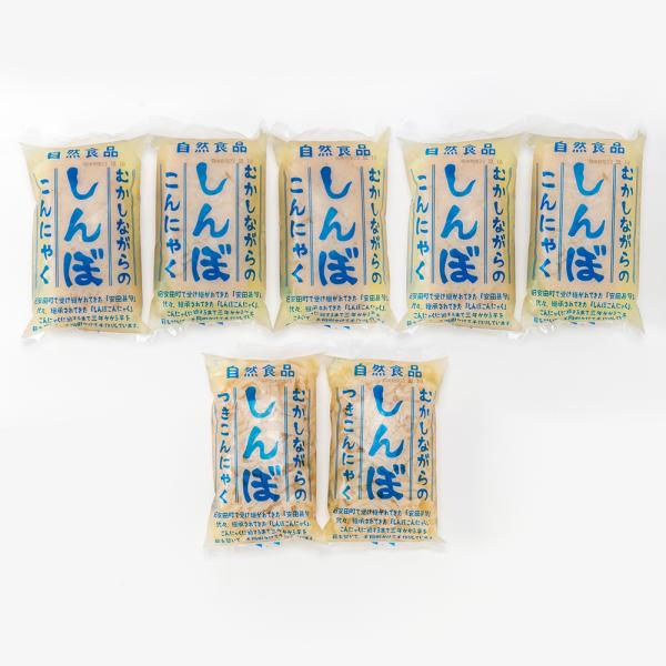 昔ながらの釜炊き製法で作ったこんにゃくです。手作りならではの「独特の舌ざわり」と「弾力のある食感」が魅力。シンプルにお刺身にするのはもちろん、味しみが良いので、おでんなどの煮物にどうぞ！阿賀野市の新保こんにゃくから、新保地域で受け継がれる手...