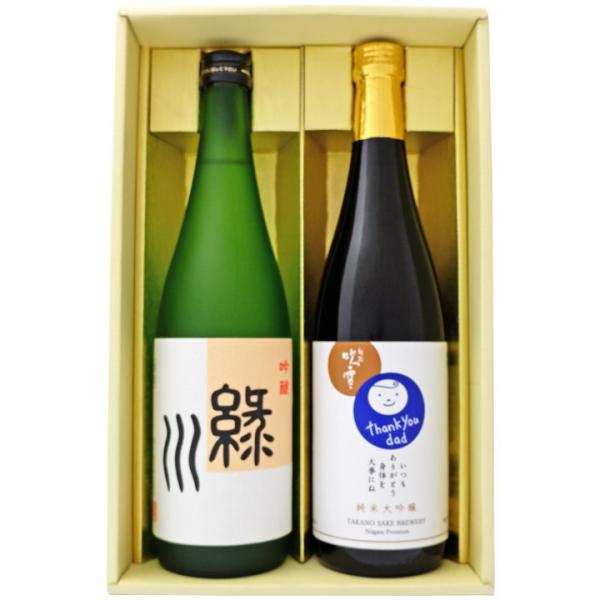 日本酒 新潟 お父さんありがとうラベルと緑川 飲み比べ ギフトセット 越路吹雪 お父さんありがとうラベル純米大吟醸 緑川 吟醸酒 720ml×2本 送料無料