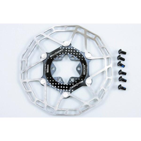 【即納】【超軽量82g】【MTB/ROAD 両用】MicrOHERO  2ピース F5 フローティングディスク ローター　160mmサイズ　1枚　ブラック