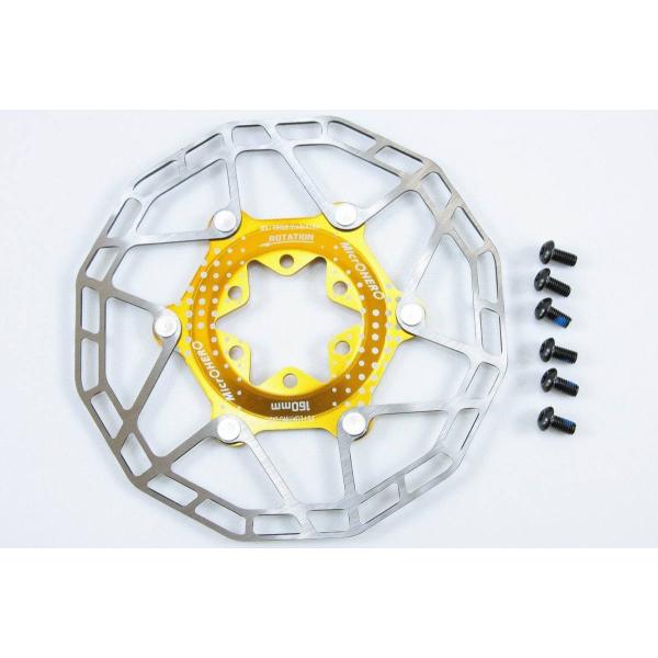 【即納】【超軽量82g】【MTB/ROAD 両用】MicrOHERO  2ピース F5 フローティングディスク ローター　160mmサイズ　1枚　ゴールド