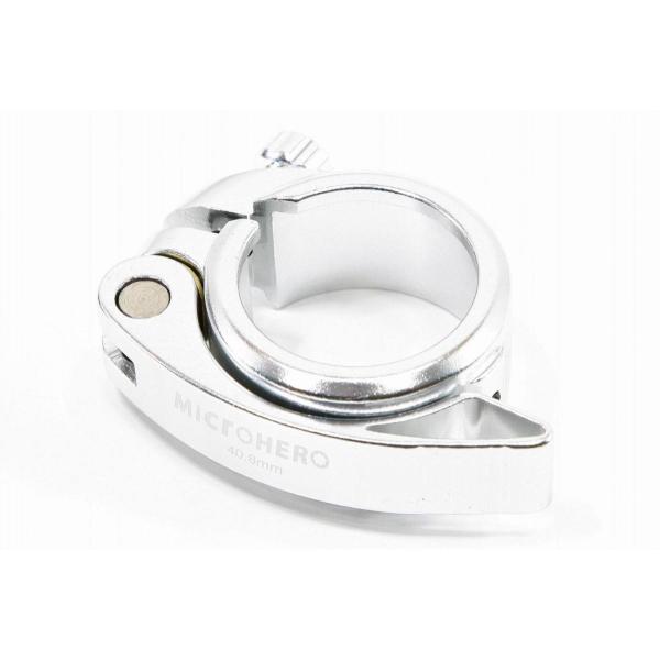 ・MicrOHERO（マイクロヒーロー）のアルミ合金軽量シートクランプです。・しっかりした作りになります。レバーは長めの設計になっておりますので小さい力でもしっかり締め付けできます。・主な仕様：●重量：約　63ｇ（実測）●適応シートチューブ...