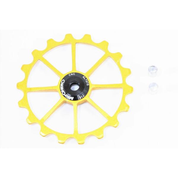 【即納】マイクロヒーロー　MicrOHERO　超回る　セラミックベアリング　アルミ　プーリー　18T ★ゴールド