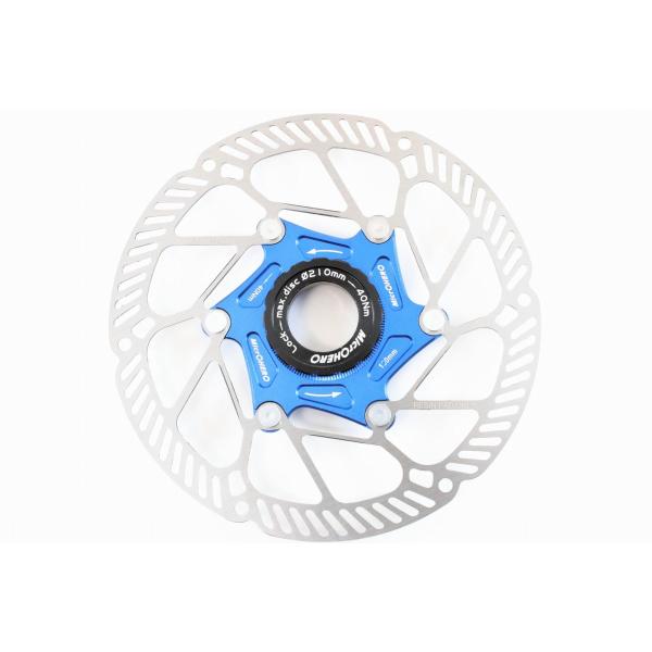 【即納】【超軽量100g】【MTB/ROAD 両用】MicrOHERO 2ピース フローティングディスク センターロック ローター S1 160mmサイズ 1枚　青
