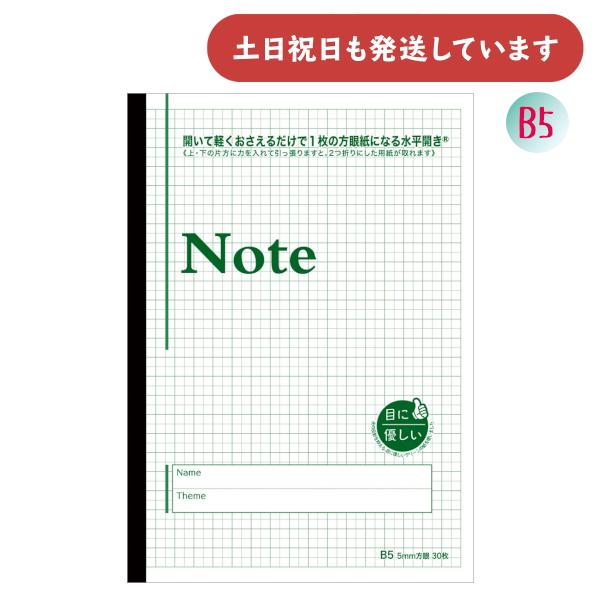 中村印刷所 目に優しいノート B5 5mm方眼 60ページ 文房具 文具 水平