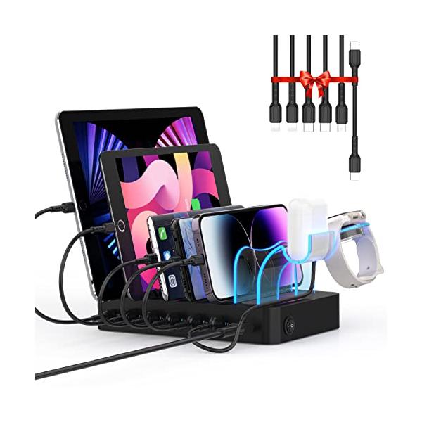 首佩 急速充電60W 6ポートUSB充電ステーション、PSE認証済 充電