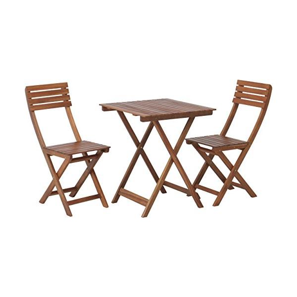 不二貿易 ガーデン3点セット テーブル1 チェア2 ブラウン 79444