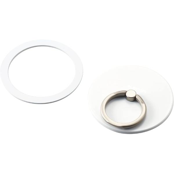 エレコム スマホリング マグネット 薄型 落下防止 メタルプレート付属 [Magsafe非対応のiPhone/Android向け] MAGKEEPシリーズ ホワイト P-STRMKPSLWHスマートフォンの背面にマグネットで貼り付け、快適な...