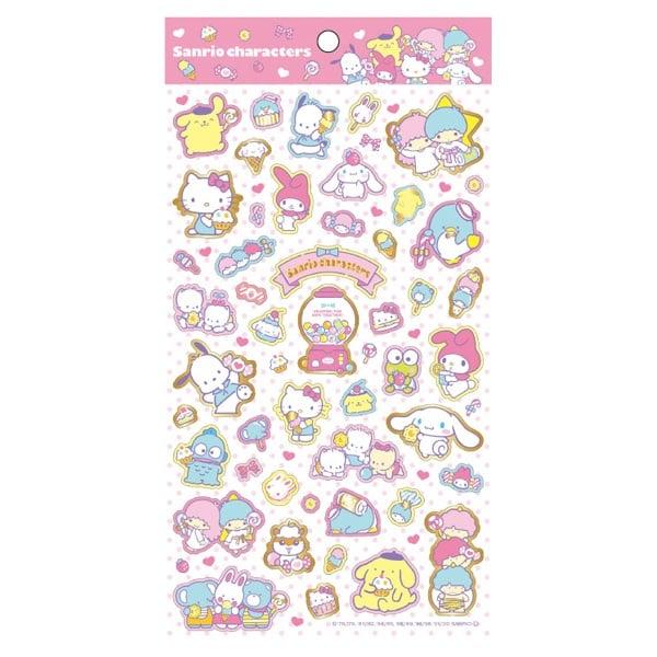 サンリオ シートシール フラットシール サンリオキャラクターズ ファンシーミックス 箔押しサンリオキャラクターズ の可愛いシートシール。サイズ(約)：H20.5×W12×D0.1cm入り数　1枚ゴロピカドン タキシードサム