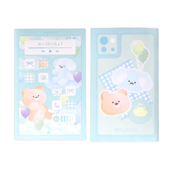 スマホ風 おこづかいちょう ブルー お小遣い帳 おこづかい帳 お小遣い 家計簿 子供 お金 管理 可愛い 小学 女の子 かわいい 女の子 女児 ノート 文具 無駄遣い