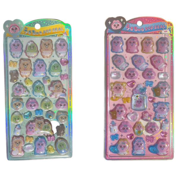 【２種セット】おぱんちゅうさぎ うるちゅるポップシール シール ぷっくり 立体 ぷくシール キャラクター ステッカー プックリ 3D 立体 立体シール ジェル