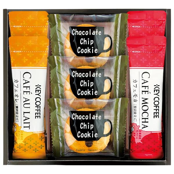 【説明文】カフェタイムにぴったりなコーヒーとクッキーのセットです。 ※アレルギー：卵・乳・小麦【内容】チョコチップクッキー×3、キーコーヒーカフェオレスティック（約7g）・キーコーヒーカフェモカスティック（約7.8g）×各2【型番】KSM-...
