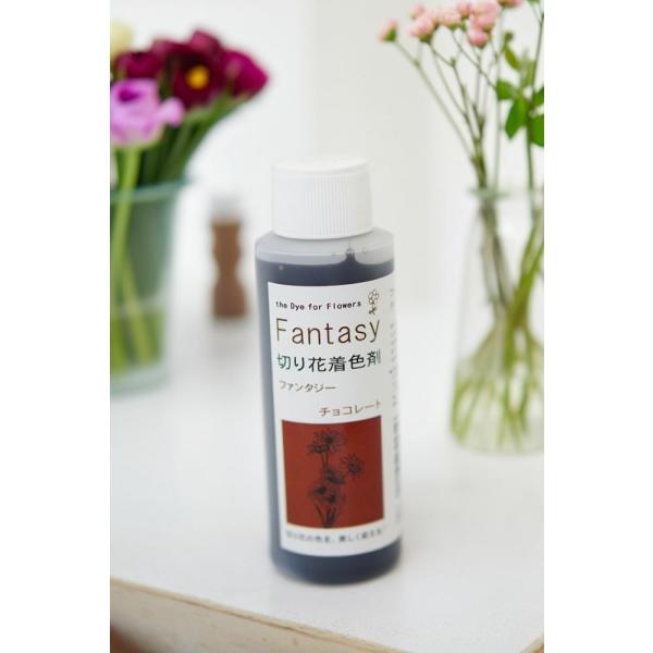 吸い上げタイプの切り花着色剤です。切り花に原液を吸わせることでお好きな色に染めることができます。異なる色同士を混ぜ、お好きな色を作ることもできます。パレス化学,ぱれす化学,Fantasy（ファンタジー）,Fantasy（ふぁんたじー）