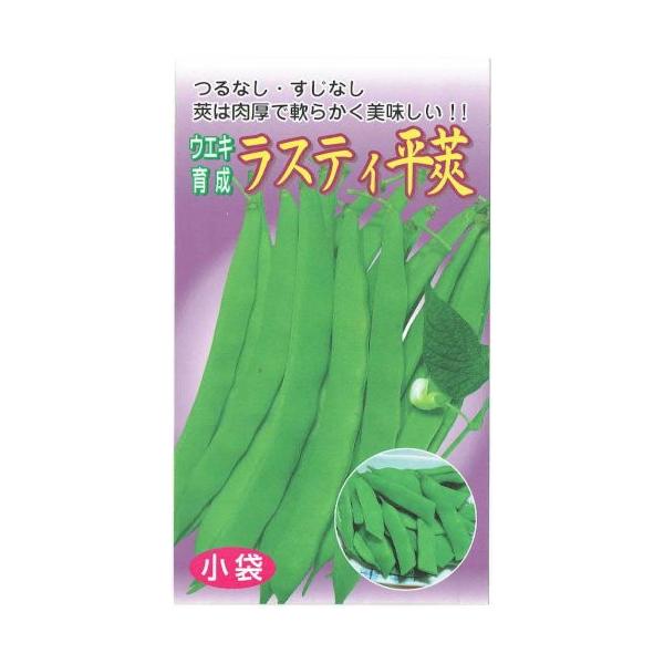 白花蔓なしで、草丈は55cm程度。莢は肉厚、幅2cm前後、長さは14cm程度、色は鮮緑色。莢はやわらかく、甘味があり美味しい。取り遅れても硬くならず、産直や家庭菜園に最適。&amp;nbsp;※茹で過ぎに注意。肉質はやわらかいのでさっと茹で...