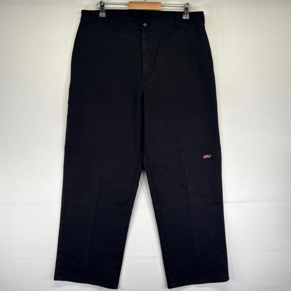 古着 ディッキーズ Dickies パンツ ダブルニー ワークパンツ 大きいサイズ サイドポケット ジップフライ  ブラック系 メンズ